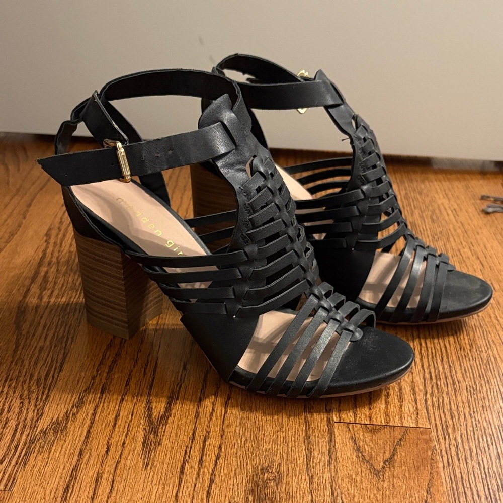 Madden Girl Remmie Black Strappy Heeled Sandals